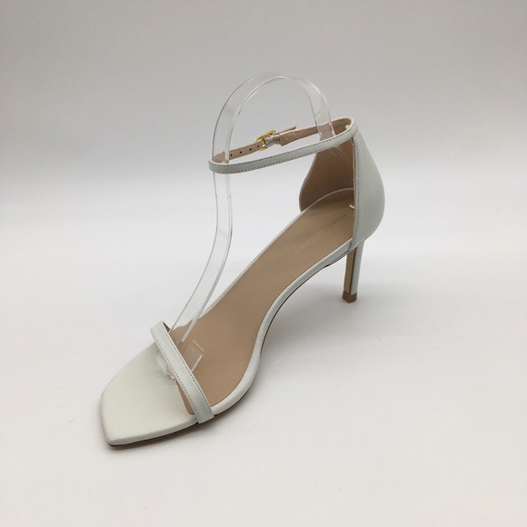 Stuart Weitzman Shoes - Stuart Weitzman Womens Nudistcurve 75 White Ankle Strap Heels Size 8 Medium